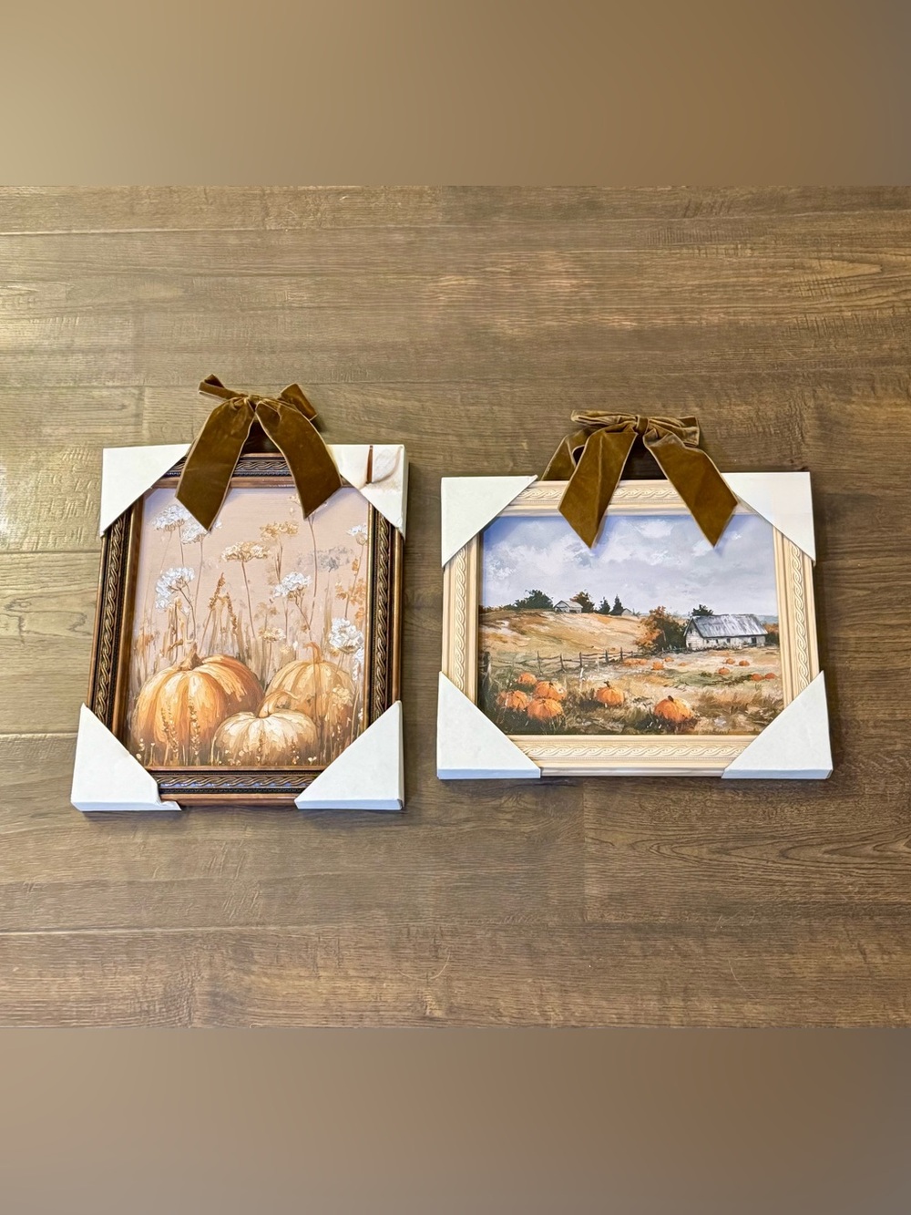 Autumn Pumpkin Wall Art Prints with Velvet Ribbon